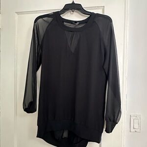 Zara Black Sheer Sleeve Blouse